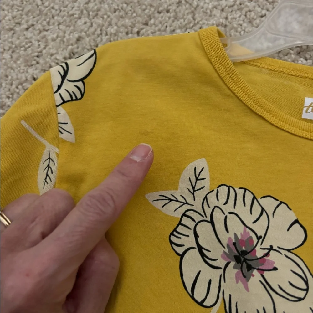 Girls tea collection yellow floral high low long sleeve dress size 3